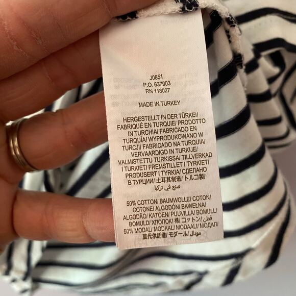 Boden Black White Stripe Boatneck Short Sleeve Shirt Cotton Blend Women's size 6 - Picture 9 of 9